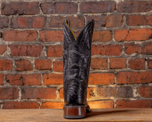 Black Full Quill Ostrich Boot with Brown Rom Sole